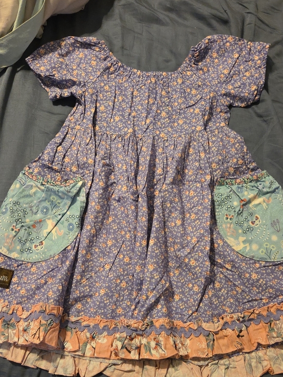 Matilda Jane Other - Matilda Jane Platinum Girls' Floral Peasant Dress with Contrast Pockets - Purple